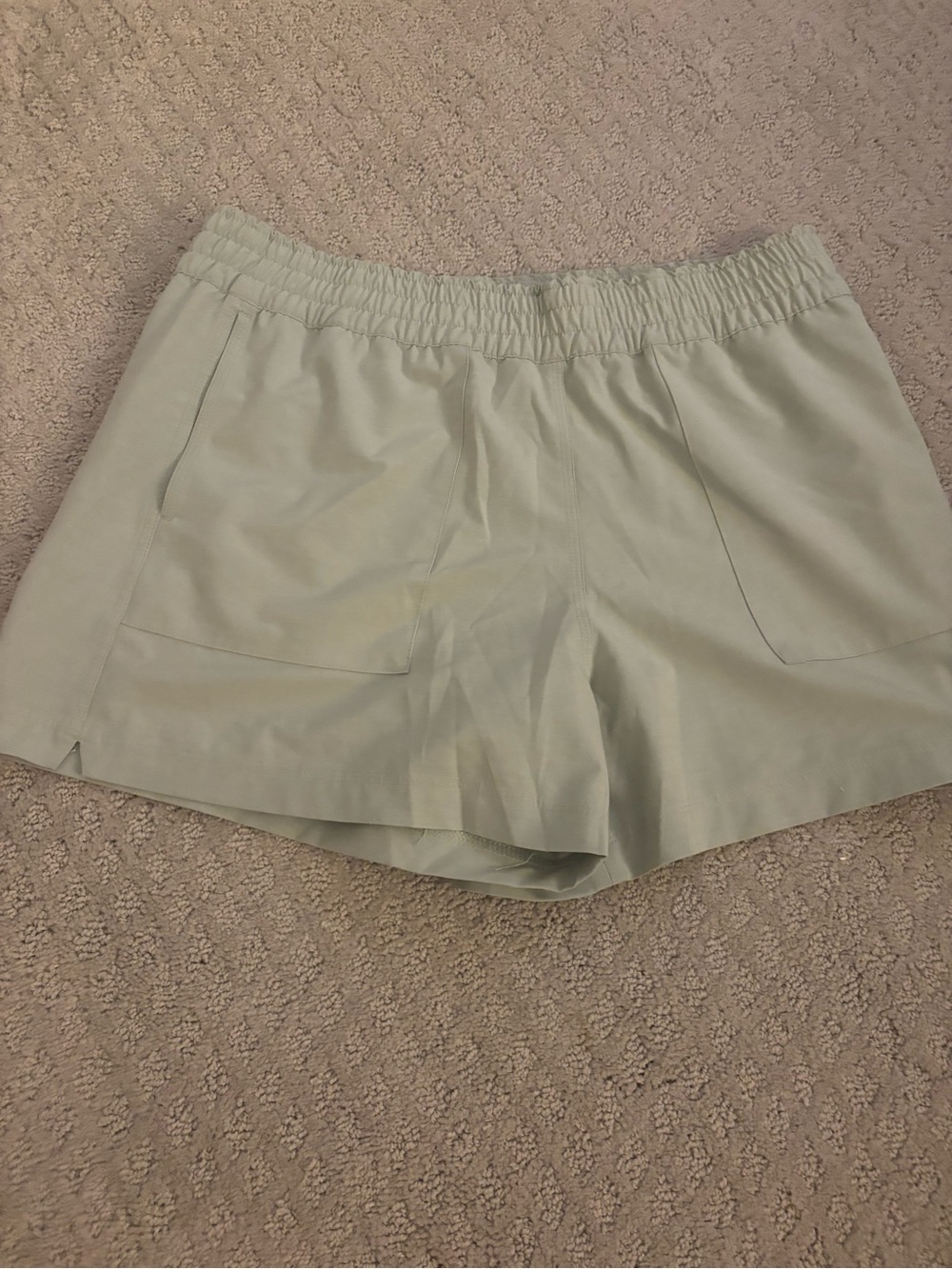 Faherty Sage Green High-Waist Elastic Shorts